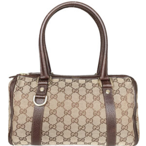 Vintage Gucci Monogram Shoulder Boston Bag in Beige / Brown | NITRYL