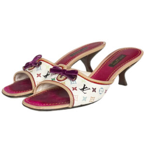 Vintage Louis Vuitton Monogram Murakami Bow Heels in White / Multicolour UK 3 | NITRYL