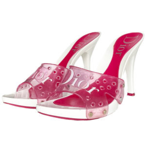 Vintage Dior Logo Jelly Heels in Pink / White UK 4 | NITRYL