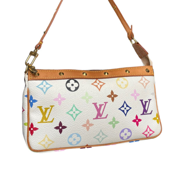 Louis Vuitton Monogram Murakami Pochette Shoulder Bag in Multicolour White - Image 2