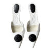 Chanel Logo Mules Heels in White / Black UK 3.5 - Image 2