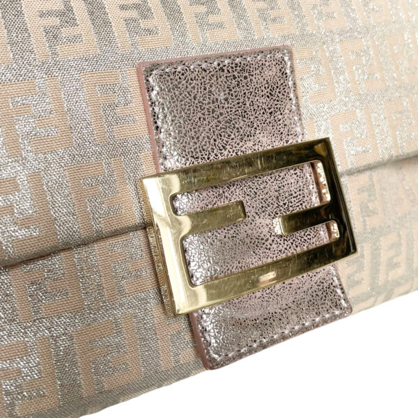 Fendi Monogram Metallic Mini Mamma Baguette Shoulder Bag in Pink / Silver / Gold - Image 6