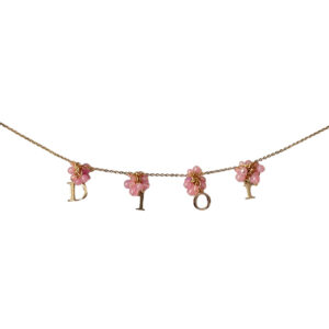 Vintage Dior Spellout Beaded Necklace in Gold / Pink | NITRYL