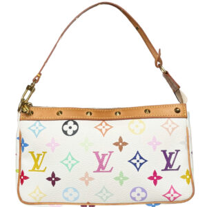 Vintage Louis Vuitton Monogram Murakami Pochette Shoulder Bag in Multicolour White | NITRYL