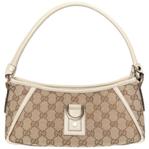 Vintage Gucci Monogram Shoulder Bag in Beige / Cream / Gold | NITRYL