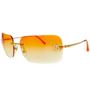 Vintage Chanel Diamante Rimless Sunglasses in Orange / Gold | NITRYL