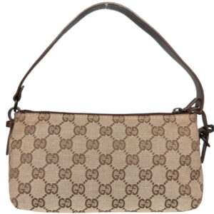 Vintage Gucci Monogram Mini Shoulder Bag in Beige / Brown | NITRYL