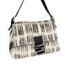 Fendi Striped Calfskin Mamma Shoulder Baguette Bag in White / Dark Brown / Black - Image 2