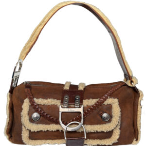 Vintage Dior Shearling Flight Shoulder Bag in Brown / Cream | NITRYL