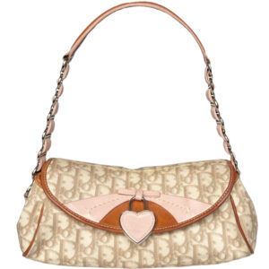 Vintage Dior Monogram Heart Romantic Shoulder Bag in Beige / Pink | NITRYL