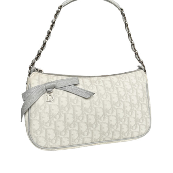 Dior Monogram Bow Shoulder Bag in White / Grey - Image 2