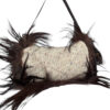 Fendi Knitted Fur Trim Fringe Shoulder Baguette Bag in Beige / Brown - Image 4
