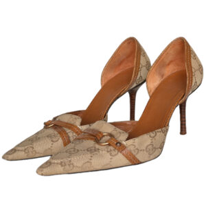 Vintage Gucci Monogram Heels in Beige / Tan UK 4 | NITRYL