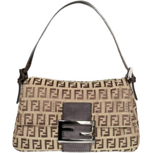 Vintage Fendi Monogram Mini Mama Shoulder Baguette Bag in Beige / Brown | NITRYL