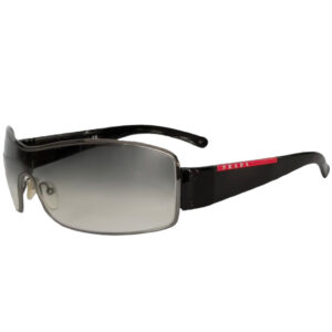 Vintage Prada Sport Logo Rimless Wraparound Sunglasses in Black / Silver | NITRYL