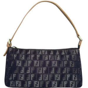 Vintage Fendi Monogram Denim Shoulder Bag in Blue / Beige | NITRYL