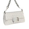Fendi Monogram Chain Mini Mamma Shoulder Baguette in White - Grey / Silver - Image 2