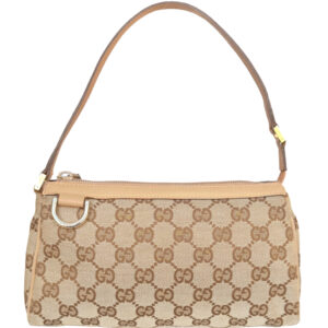 Vintage Gucci Monogram Mini Shoulder Bag in Beige / Tan / Gold | NITRYL