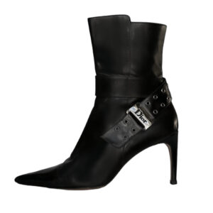 Vintage Dior Buckle Logo Boots in Black / Silver UK 6.5 | NITRYL