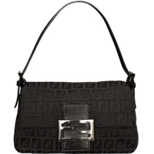 Vintage Fendi Monogram Mini Mamma Shoulder Baguette in Black / Silver | NITRYL