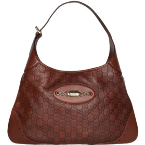 Vintage Gucci Monogram Hobo Shoulder Bag in Brown / Gold | NITRYL