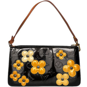 Vintage Louis Vuitton Monogram Vernis Flower Mini Shoulder Bag in Black / Yellow | NITRYL