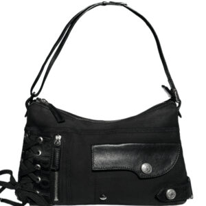 Vintage Dior Corset Lace Up Ballet Shoulder Bag in Black / Silver | NTIRYL