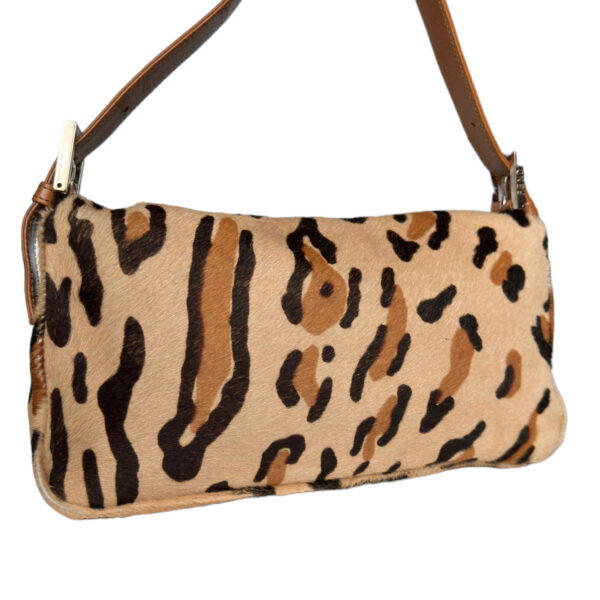 Fendi Leopard Print Calfskin Shoulder Baguette Bag - Image 4