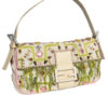 Fendi Beaded Embroidered Fringe Shoulder Baguette Bag in Cream / Pink / Green - Image 2