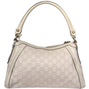 Vintage Gucci Monogram Leather Shoulder Bag in Cream / Gold | NITYRL