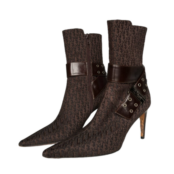 Dior Monogram Buckle Heeled Boots in Brown / Silver UK 4.5 - Image 2