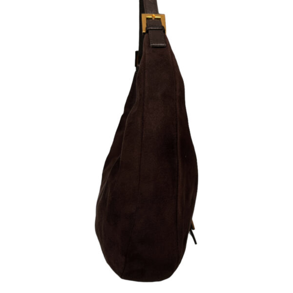 Fendi Suede Half Moon Croissant Shoulder Bag in Brown / Gold - Image 3