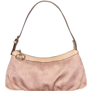 Vintage Gucci Monogram Heart Charm Mini Shoulder in Dusky Pink / Gold | NITRYL