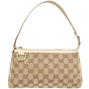 Vintage Gucci Monogram Mini Shoulder Bag in Beige / Cream / Gold | NITRYL