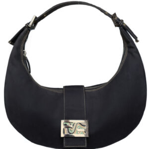 Vintage Fendi Denim Swirl Half Moon Croissant Shoulder Bag in Navy Blue / Silver | NITRYL