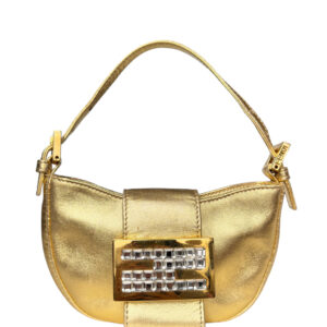 Vintage Fendi Leather Swarovski Encrusted Mini Croissant Bag in Gold | NITRYL