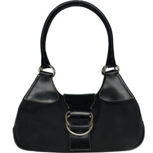 Vintage Prada Nylon Buckle Shoulder Bag in Black / Silver | NITRYL