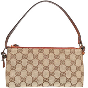 Vintage Gucci Monogram Mini Shoulder Bag in Beige / Tan | NITRYL