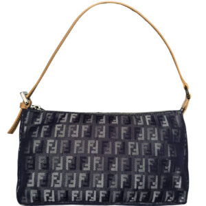 Vintage Fendi Monogram Denim Shoulder Bag in Blue / Beige | NITRYL