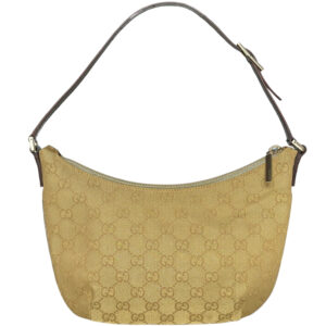 Vintage Gucci Monogram Crescent Shoulder Bag in Metallic Gold | NITRYL