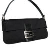 Fendi Classic Silk Shoulder Baguette Bag in Black / Silver - Image 2