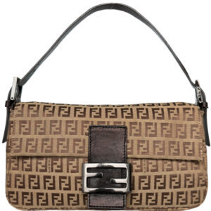 Vintage Fendi Zucchino Monogram Shoulder Baguette Bag in Beige / Brown | NITRYL