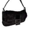 Fendi Rabbit Fur Shoulder Baguette Bag in Black - Image 2