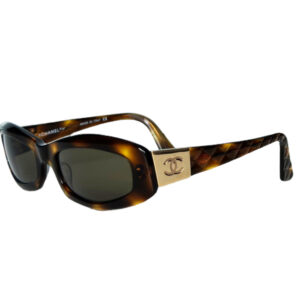 Vintage Chanel Logo Chunky Sunglasses in Tortoiseshell Brown / Gold | NITRYL