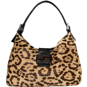 Vintage Fendi Leopard Print Calfskin Shoulder Baguette Bag | NITRYL