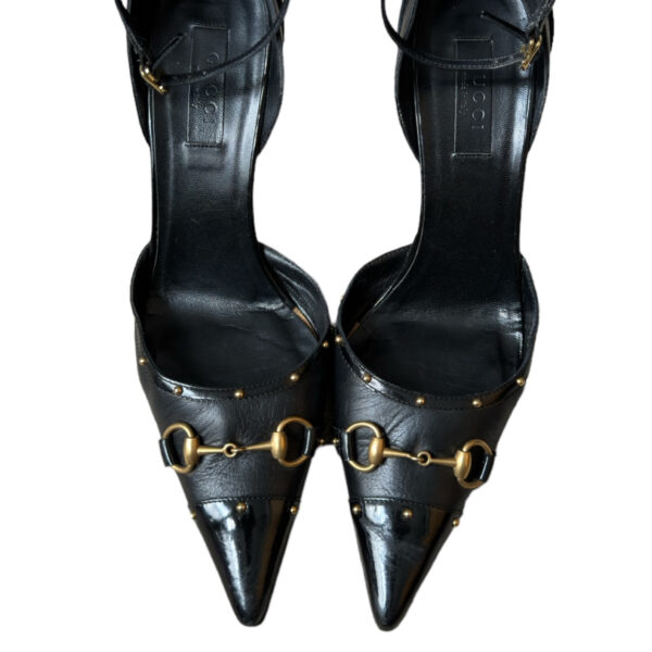 Gucci Horsebit Studded Heels in Black / Gold UK 5 - Image 2