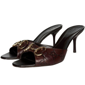 Vintage Gucci Monogram Horsebit Heels in Brown / Gold | NITRYL