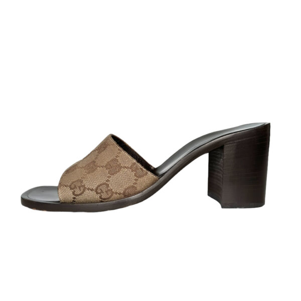 Gucci Monogram Block Heels in Beige / Brown UK 3 - Image 3