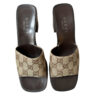 Gucci Monogram Block Heels in Beige / Brown UK 3 - Image 2