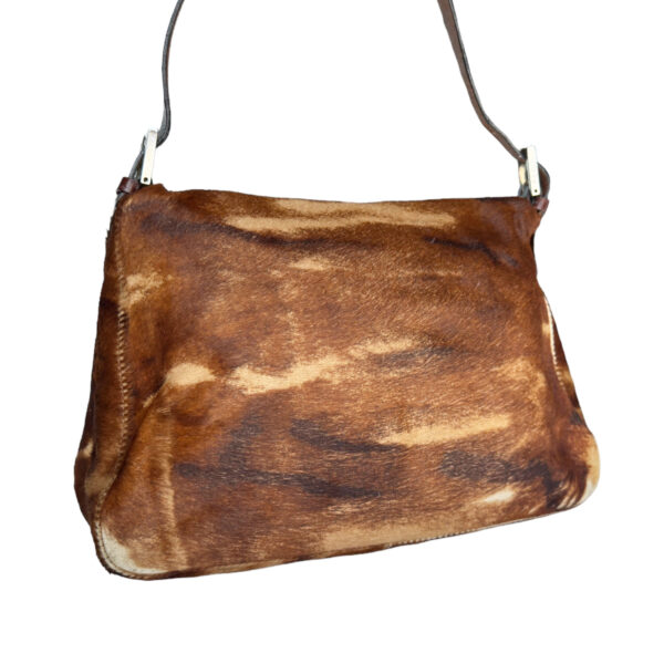 Fendi Mottled Calfskin Mamma Shoulder Baguette Bag in Brown - Image 4